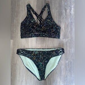 Prana Black and Multicolor Bikini Swimsuit